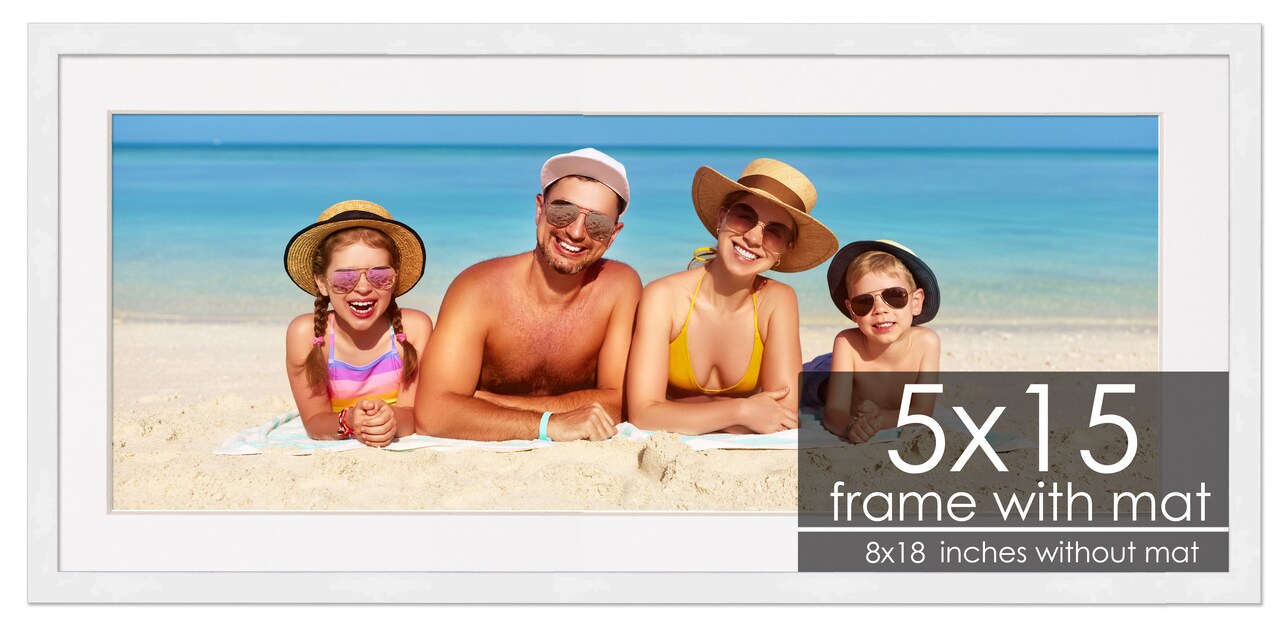 Modern White Frame with White Photo Mat, UV Acrylic Front, Foam Board Backing, 60 Sizes Available